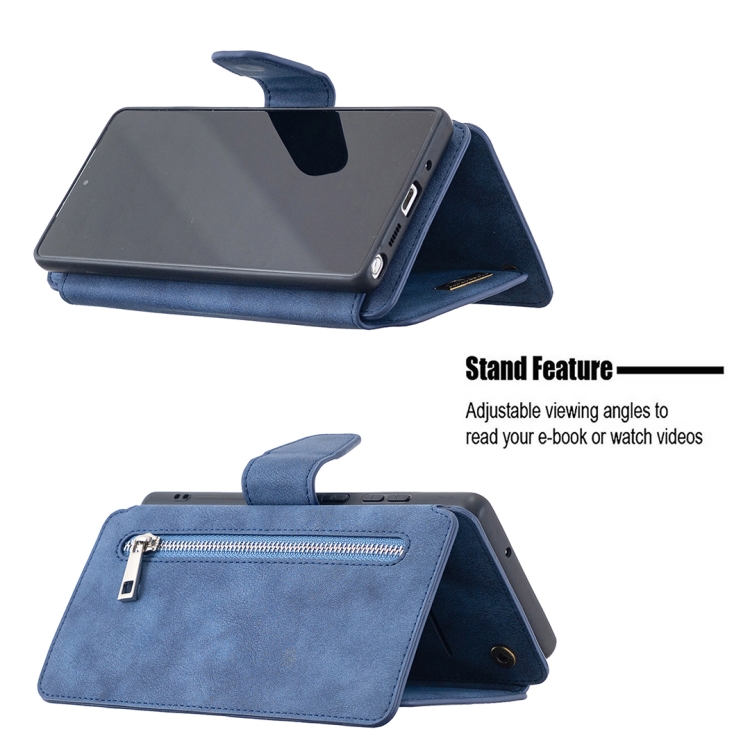 For Samsung Galaxy Note20 Detachable Frosted Magnetic Horizontal Flip PU Leather Case with Card Slots & Holder & Zipper Wallet & Photo Frame(Blue) For Samsung Galaxy Note20 Detachable Frosted Magnetic Horizontal Flip PU Leather Case with Card Slots & Holder & Zipper Wallet & Photo Frame(Blue)