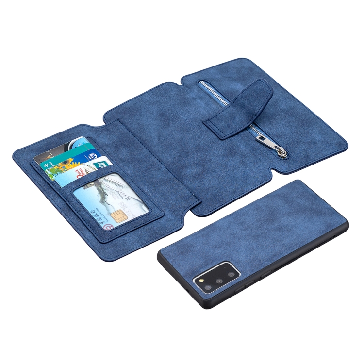 For Samsung Galaxy Note20 Detachable Frosted Magnetic Horizontal Flip PU Leather Case with Card Slots & Holder & Zipper Wallet & Photo Frame(Blue) For Samsung Galaxy Note20 Detachable Frosted Magnetic Horizontal Flip PU Leather Case with Card Slots & Holder & Zipper Wallet & Photo Frame(Blue)