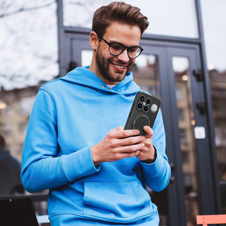 For Redmi K90 Pro Max / Poco F8 Ultra Carbon Fiber Texture MagSafe Phone Case with Holder(Black)