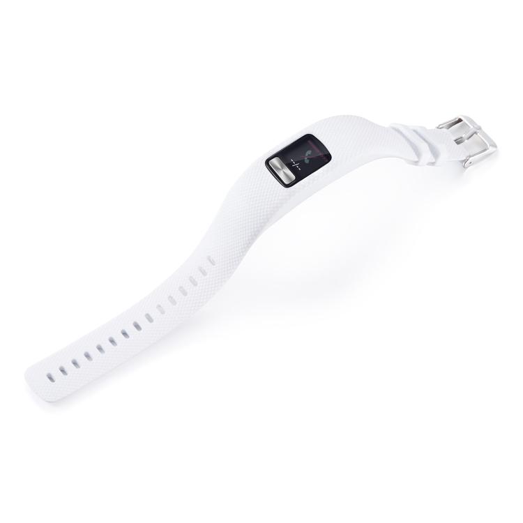 For Garmin Vivofit 4 xDfind Silver Buckle Silicone Sport Watch Band, Size:S(White)