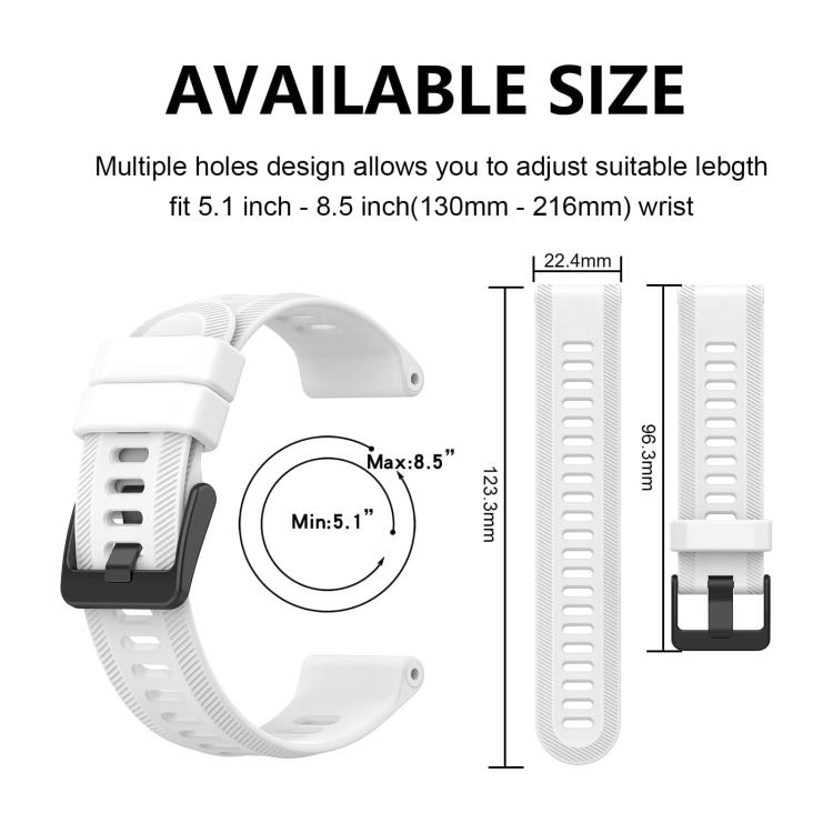 For Garmin Forerunner 955 xDfind Black Buckle Solid Color Silicone Watch Band(White)