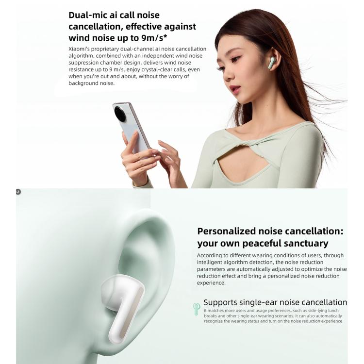 Original Xiaomi REDMI Buds 7S Semi-in-Ear Active Noise Cancelling Bluetooth Earphone(Black) - B5