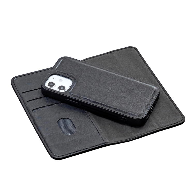 For iPhone 12 mini 2 in 1 Detachable Magnetic Horizontal Flip Genuine Leather Case with Holder & Card Slots & Wallet(Black) For iPhone 12 mini 2 in 1 Detachable Magnetic Horizontal Flip Genuine Leather Case with Holder & Card Slots & Wallet(Black)