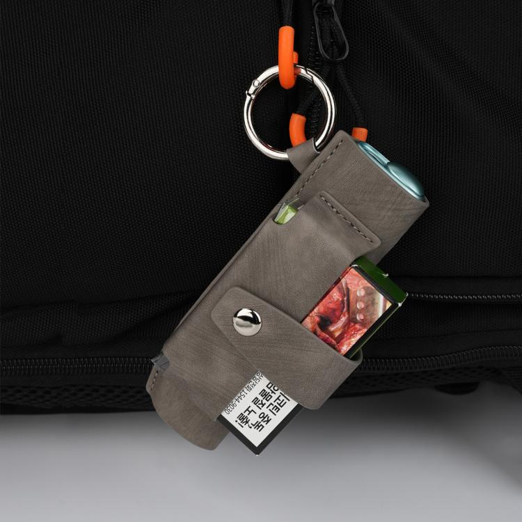 tui en cuir pour cigarette lectronique portable IQOS ILUMA One / ILUMA i  One, motif rtro, avec crochet (vert)