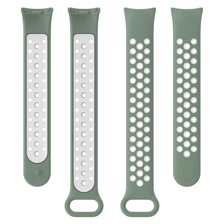 For Xiaomi Smart Band 10 / 9 / 8 xDfind Reverse Buckle Two Color Silicone Sports Watch Band(Light Green White)