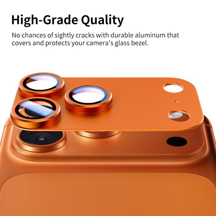Pour iPhone 17 Pro Max XDcase Armor Film de protection d'objectif en métal givré à couverture intégrale (orange) - B5