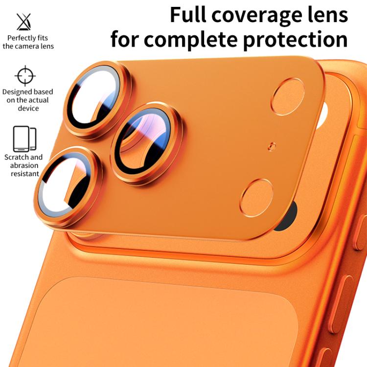 Pour iPhone 17 Pro Max XDcase Armor Film de protection d'objectif en métal givré à couverture intégrale (orange) - B7