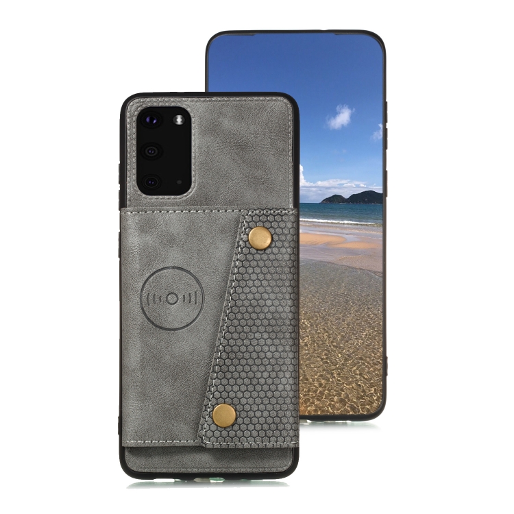 For Samsung Galaxy S20 FE Double Buckle PU + TPU Shockproof Magnetic Protective Case with Card Slot & Holder(Grey) For Samsung Galaxy S20 FE Double Buckle PU + TPU Shockproof Magnetic Protective Case with Card Slot & Holder(Grey)