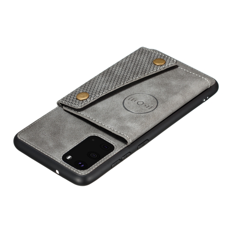 For Samsung Galaxy S20 FE Double Buckle PU + TPU Shockproof Magnetic Protective Case with Card Slot & Holder(Grey) For Samsung Galaxy S20 FE Double Buckle PU + TPU Shockproof Magnetic Protective Case with Card Slot & Holder(Grey)