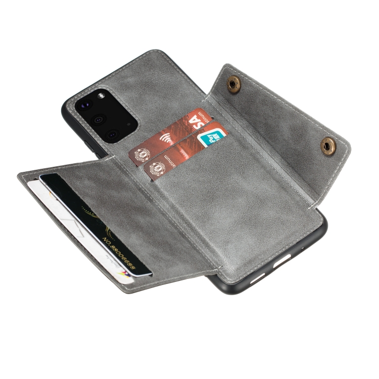 For Samsung Galaxy S20 FE Double Buckle PU + TPU Shockproof Magnetic Protective Case with Card Slot & Holder(Grey) For Samsung Galaxy S20 FE Double Buckle PU + TPU Shockproof Magnetic Protective Case with Card Slot & Holder(Grey)
