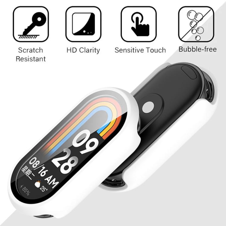 For Xiaomi Smart Band 10 xDfind Tempered Film Integrated PC Watch Protective Cover(White)