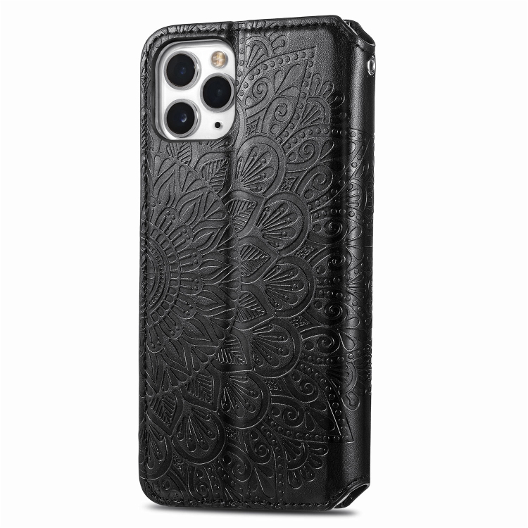 For iPhone 11 Pro Blooming Mandala Embossed Pattern Magnetic Horizontal Flip Leather Case with Holder & Card Slots & Wallet(Black) For iPhone 11 Pro Blooming Mandala Embossed Pattern Magnetic Horizontal Flip Leather Case with Holder & Card Slots & Wallet(Black)
