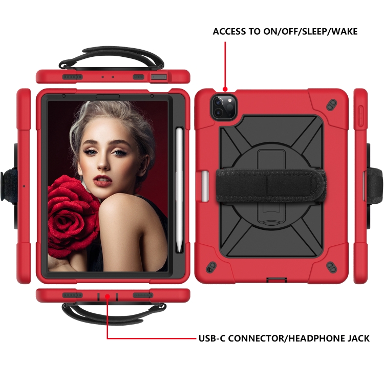 Contrast Color Robot Shockproof Silicone + PC Protective Case with Holder For iPad Air 2022 / 2020 10.9 (Red Black) Contrast Color Robot Shockproof Silicone + PC Protective Case with Holder For iPad Air 2022 / 2020 10.9 (Red Black)