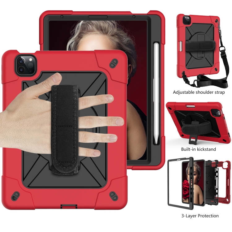 Contrast Color Robot Shockproof Silicone + PC Protective Case with Holder For iPad Air 2022 / 2020 10.9 (Red Black) Contrast Color Robot Shockproof Silicone + PC Protective Case with Holder For iPad Air 2022 / 2020 10.9 (Red Black)