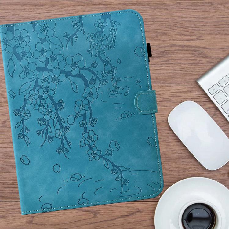 For Samsung Galaxy Tab A11+ / A9+ Plum Blossom Embossed Smart Leather Tablet Case(Light Blue)