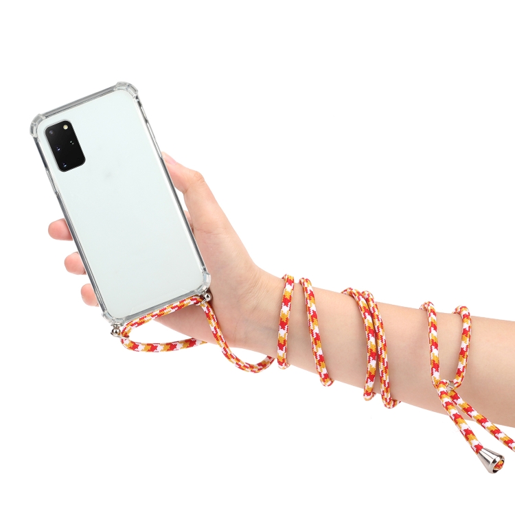 For Samsung Galaxy Note20 Four-Corner Anti-Fall Transparent TPU Protective Case with Lanyard(Orange Yellow) For Samsung Galaxy Note20 Four-Corner Anti-Fall Transparent TPU Protective Case with Lanyard(Orange Yellow)