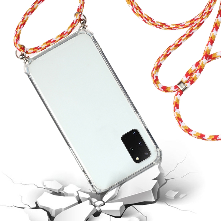 For Samsung Galaxy Note20 Four-Corner Anti-Fall Transparent TPU Protective Case with Lanyard(Orange Yellow) For Samsung Galaxy Note20 Four-Corner Anti-Fall Transparent TPU Protective Case with Lanyard(Orange Yellow)