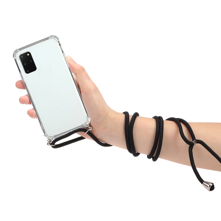 For Samsung Galaxy S20 FE 5G Four-Corner Anti-Fall Transparent TPU Protective Case with Lanyard(Black) For Samsung Galaxy S20 FE 5G Four-Corner Anti-Fall Transparent TPU Protective Case with Lanyard(Black)