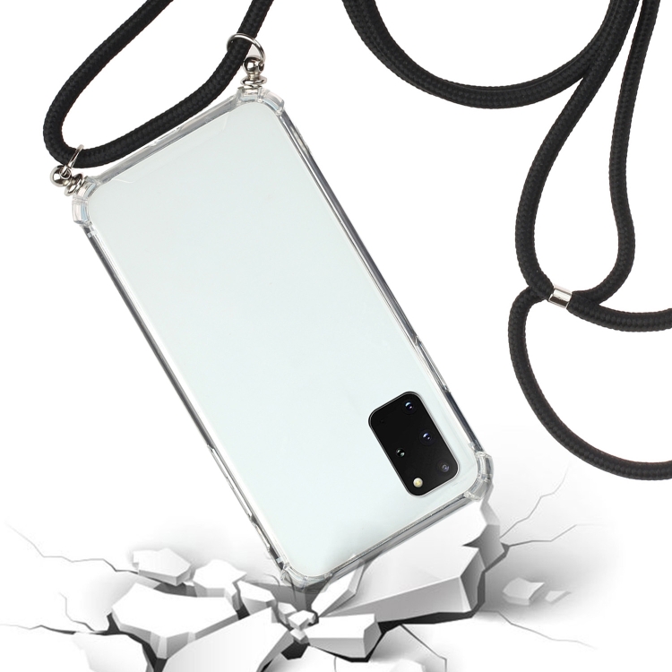For Samsung Galaxy S20 FE 5G Four-Corner Anti-Fall Transparent TPU Protective Case with Lanyard(Black) For Samsung Galaxy S20 FE 5G Four-Corner Anti-Fall Transparent TPU Protective Case with Lanyard(Black)