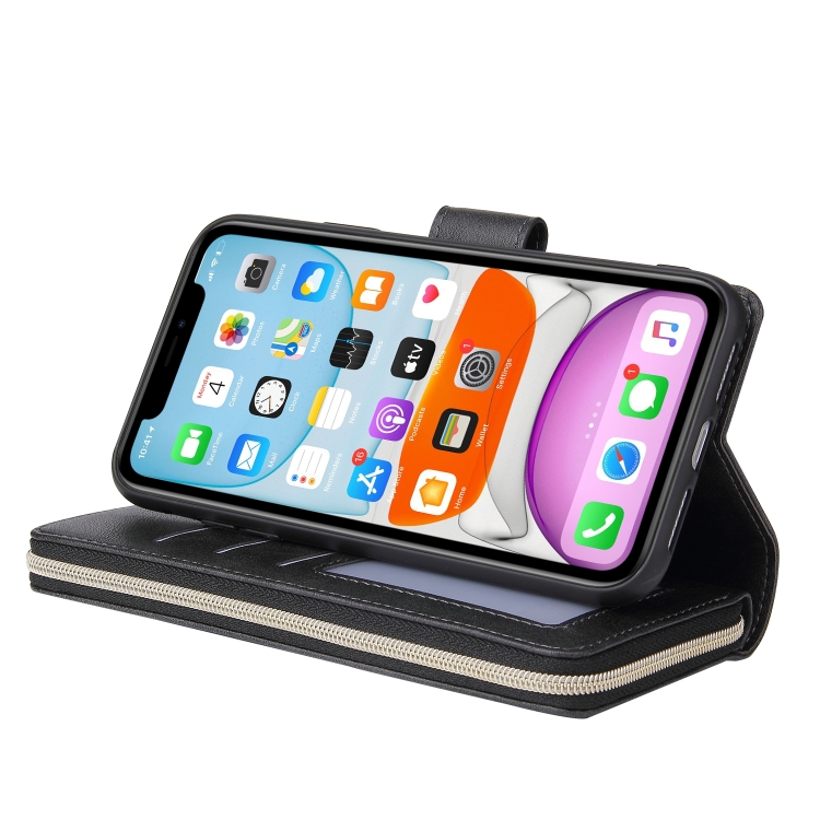 For iPhone 11 Pro Zipper Wallet Bag Horizontal Flip PU Leather Case with Holder & 9 Card Slots & Wallet & Lanyard & Photo Frame(Black) For iPhone 11 Pro Zipper Wallet Bag Horizontal Flip PU Leather Case with Holder & 9 Card Slots & Wallet & Lanyard & Photo Frame(Black)