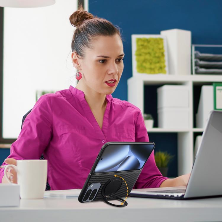 For Google Pixel 10 Pro Fold ViLi TCY Series Kevlar Leather Texture Rotating Holder Phone Case(Black)