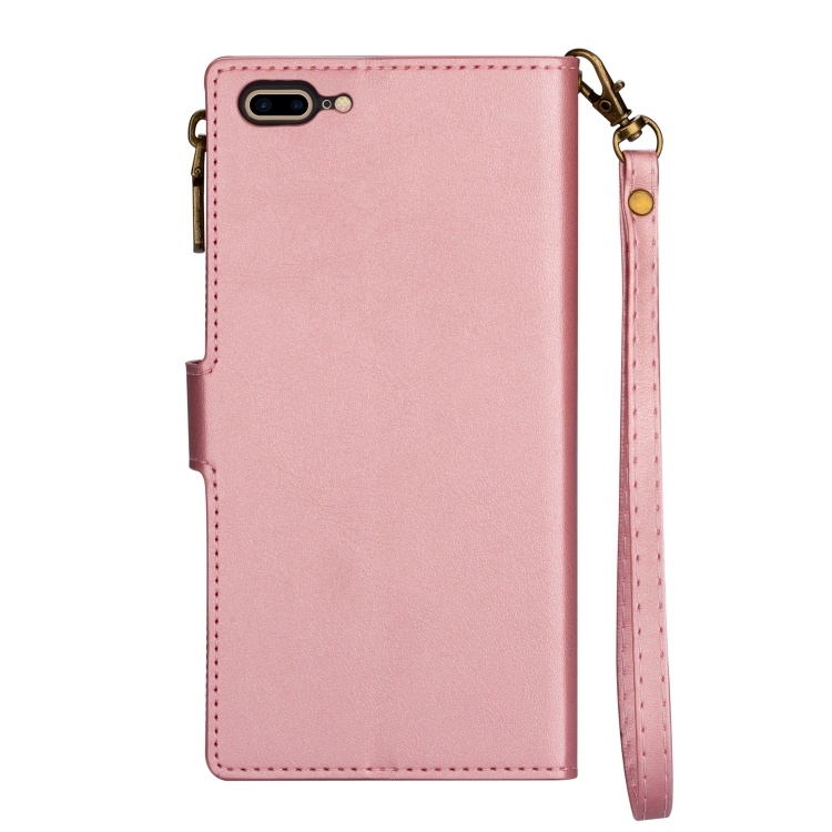 Zipper Multi-card Slots Horizontal Flip PU Leather Case with Holder & Card Slots & Wallet & Lanyard & Photo Frame for iPhone 8 Plus / 7 Plus(Rose Gold) Zipper Multi-card Slots Horizontal Flip PU Leather Case with Holder & Card Slots & Wallet & Lanyard & Photo Frame for iPhone 8 Plus / 7 Plus(Rose Gold)
