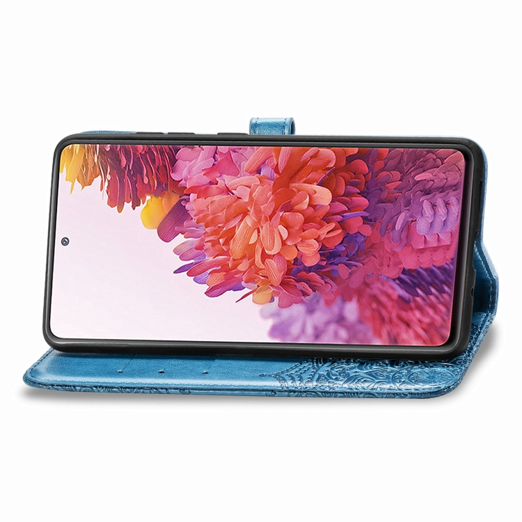 For Samsung Galaxy S20 FE Embossed Mandala Pattern TPU + PU Horizontal Flip Leather Case with Holder & Three Card Slots & Wallet(Blue) For Samsung Galaxy S20 FE Embossed Mandala Pattern TPU + PU Horizontal Flip Leather Case with Holder & Three Card Slots & Wallet(Blue)