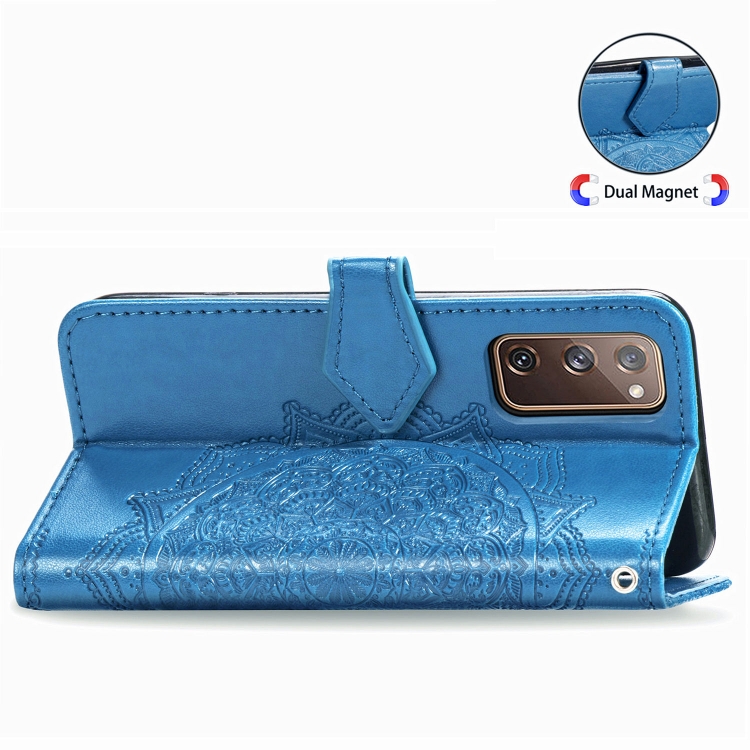 For Samsung Galaxy S20 FE Embossed Mandala Pattern TPU + PU Horizontal Flip Leather Case with Holder & Three Card Slots & Wallet(Blue) For Samsung Galaxy S20 FE Embossed Mandala Pattern TPU + PU Horizontal Flip Leather Case with Holder & Three Card Slots & Wallet(Blue)
