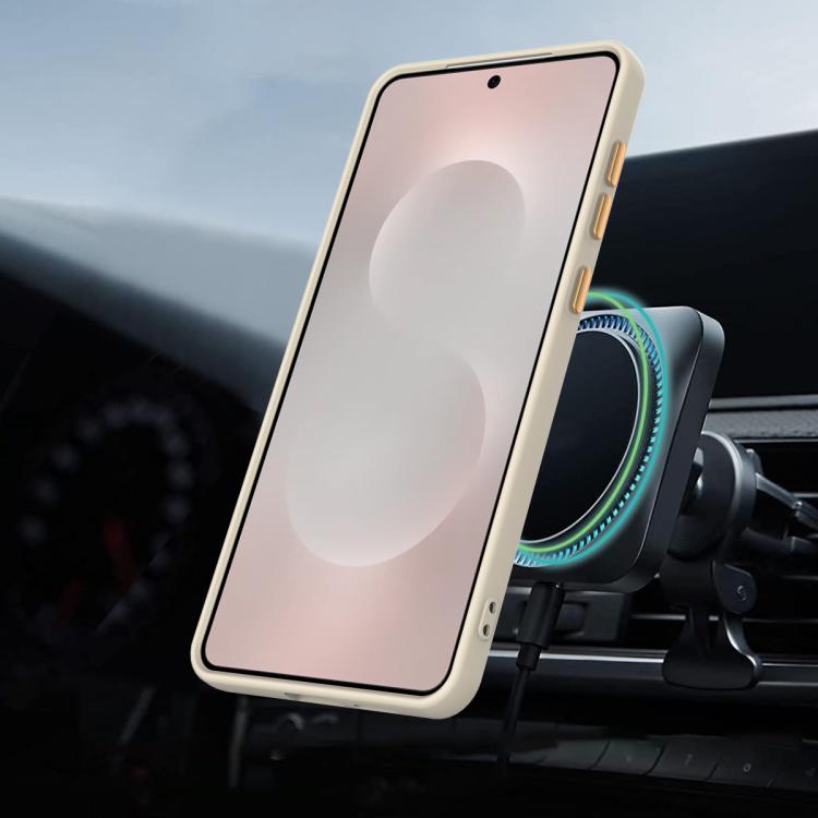 For Samsung Galaxy S25 Edge 5G Gen1.5 Pivot Ring Holder TPU Hybrid PC Phone Case(Apricot)