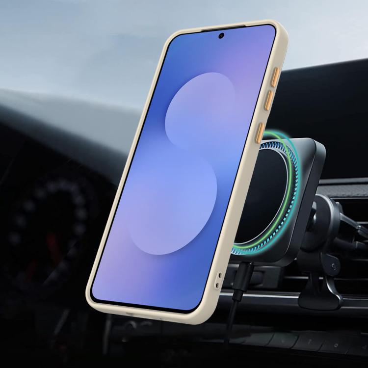 For Samsung Galaxy S24 FE 5G Gen1.5 Pivot Ring Holder TPU Hybrid PC Phone Case(Apricot)