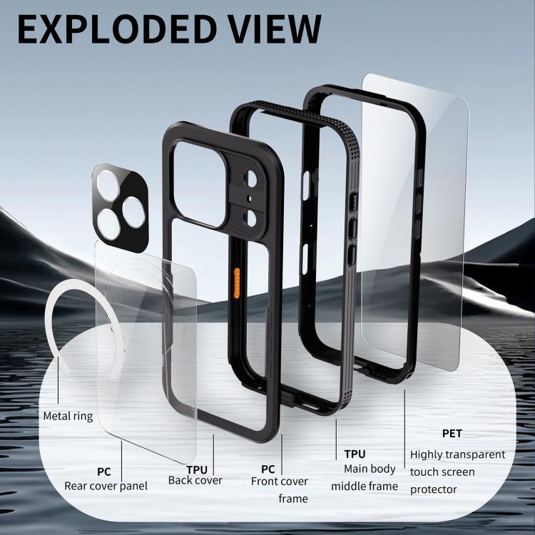 For iPhone 17 Pro Max RedPepper IP68 Waterproof Triple-proof MagSafe Phone Case(Black) - 2