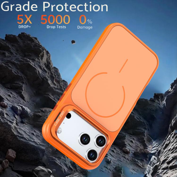 For iPhone 18 Pro Bright Color Contrast Skin-feel Camera Bracket Magsafe Phone Case(Orange)