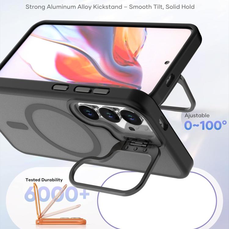 For Samsung Galaxy S25+ / S24+ 5G Bright Color Frosted Skin-feel Camera Bracket Magsafe Phone Case(Black)