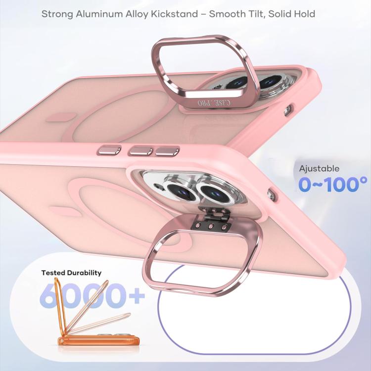 For Samsung Galaxy S25 Edge 5G Bright Color Frosted Skin-feel Camera Bracket Magsafe Phone Case(Pink)