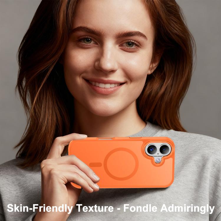 For iPhone 17 XDcase Metal Lens Frame Skin Feel Magnetic Phone Case(Orange)