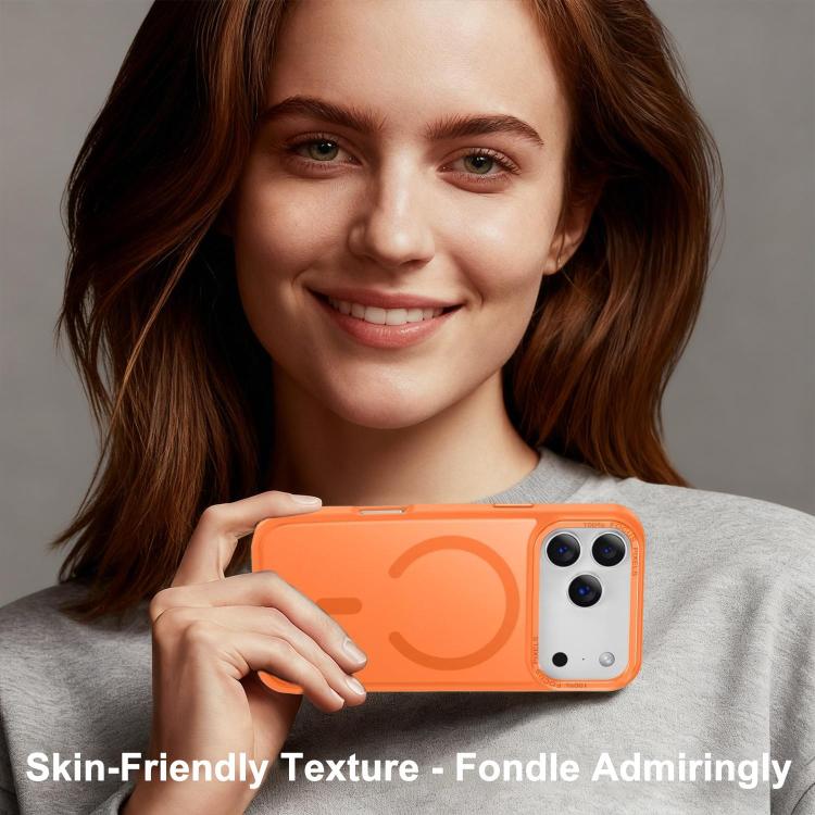 For iPhone 18 Pro Max XDcase Metal Lens Frame Skin Feel Magnetic Phone Case(Orange)