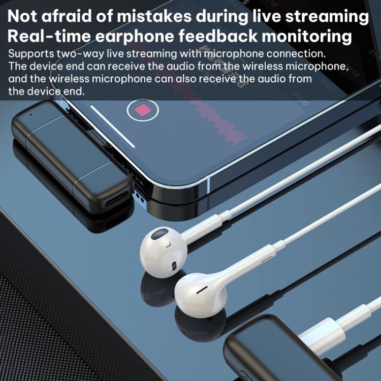 Micrófono inalámbrico de solapa K6 Mini para grabación de audio en vivo. Modelo: conector tipo C (negro y amarillo). - B2