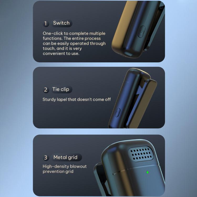 Micrófono inalámbrico de solapa K6 Mini para grabación de audio en vivo. Modelo: conector tipo C (negro y amarillo). - B6