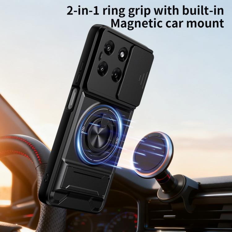 For Motorola Moto G37 Power 5G Lens Sliding Window Multifunctional Magnetic Shockproof Phone Case(Royal Blue)