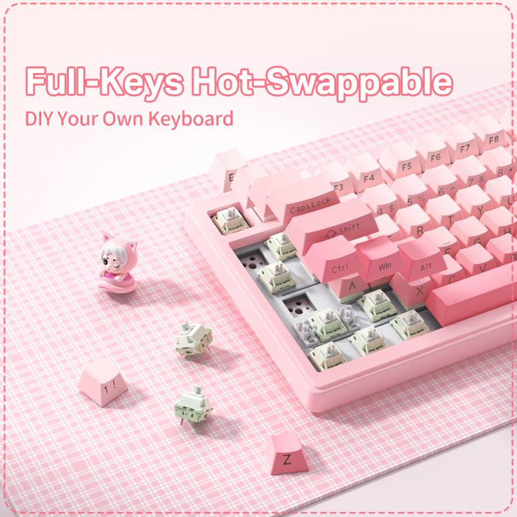 ONIKUMA MT707 82 Keys RGB Tri-mode Mechanical Gaming Keyboard(Pink) - 4