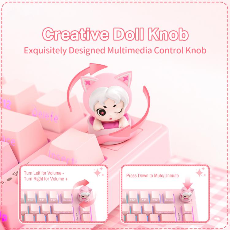 ONIKUMA MT707 82 Keys RGB Tri-mode Mechanical Gaming Keyboard(Pink) - 7