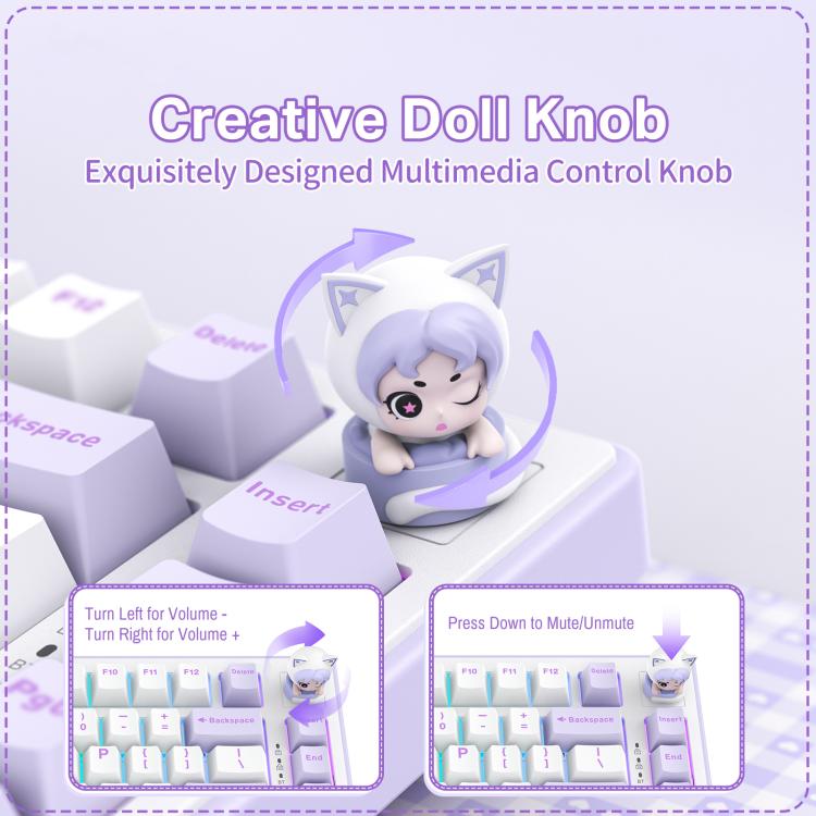 ONIKUMA MT707 82 Keys RGB Tri-mode Mechanical Gaming Keyboard(Purple) - 7