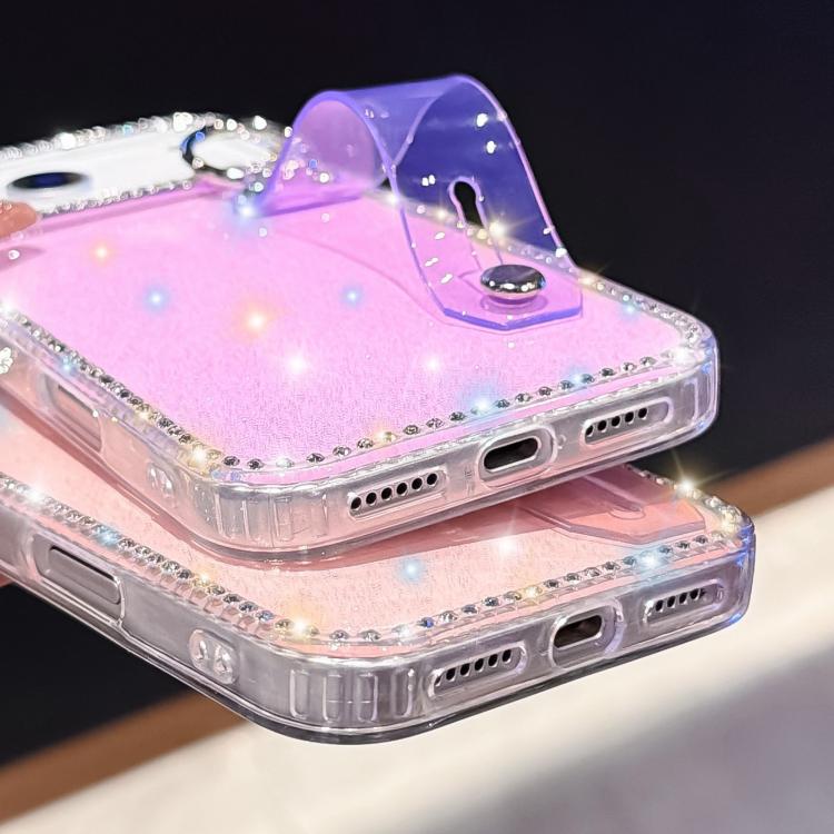 Cordon Téléphone Et Porte-clé Cristal Strass Violet - À Identifier - Longueur 16 Cm