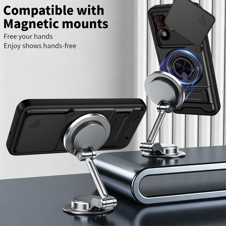 For Xiaomi Poco M8 Power 5G Lens Sliding Window Multifunctional Magnetic Shockproof Phone Case(Royal Blue)
