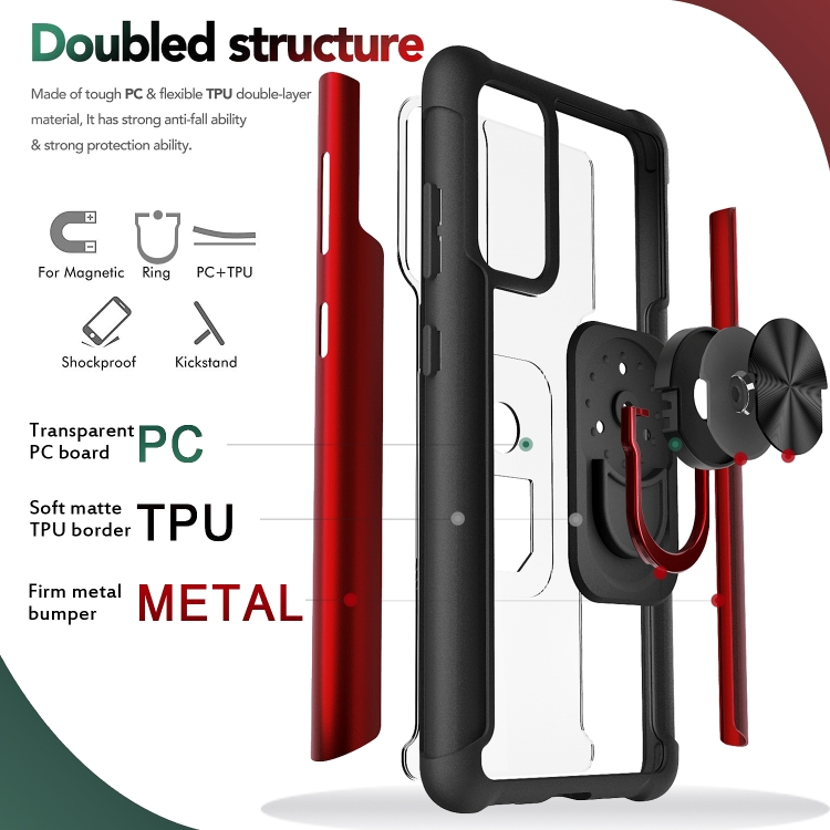 For Samsung Galaxy S20 FE R-JUST PC +TPU + Metal Shockproof Protective Case with Ring Holder(Red) For Samsung Galaxy S20 FE R-JUST PC +TPU + Metal Shockproof Protective Case with Ring Holder(Red)