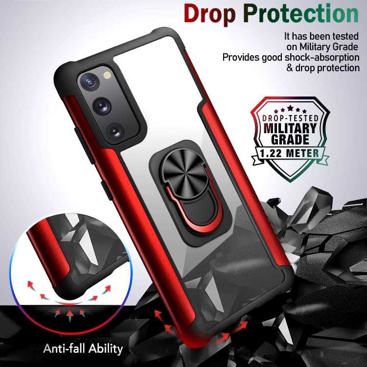 For Samsung Galaxy S20 FE R-JUST PC +TPU + Metal Shockproof Protective Case with Ring Holder(Red) For Samsung Galaxy S20 FE R-JUST PC +TPU + Metal Shockproof Protective Case with Ring Holder(Red)