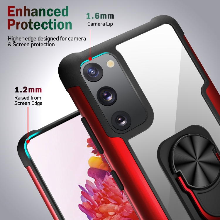 For Samsung Galaxy S20 FE R-JUST PC +TPU + Metal Shockproof Protective Case with Ring Holder(Red) For Samsung Galaxy S20 FE R-JUST PC +TPU + Metal Shockproof Protective Case with Ring Holder(Red)