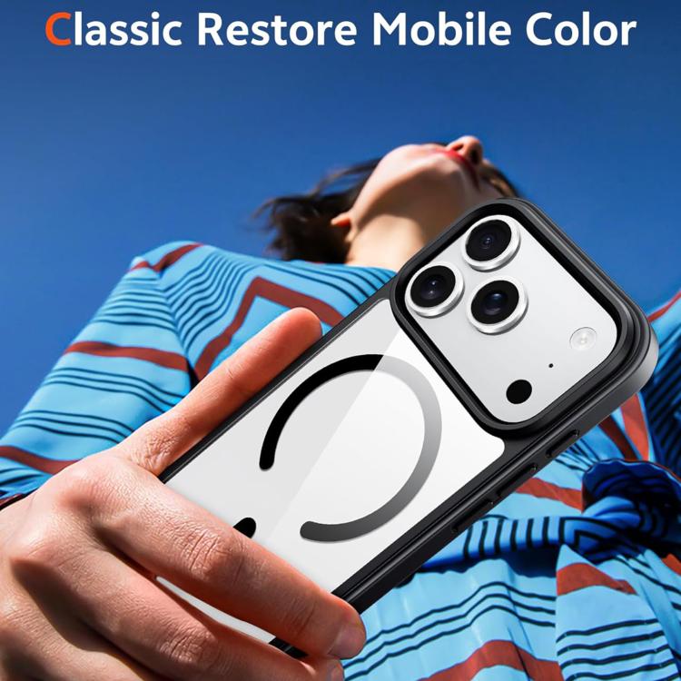 For iPhone 18 Pro /17 Pro XDcase JINDUN Clear Cover Independent Metal Button Magnetic Phone Case(Black)