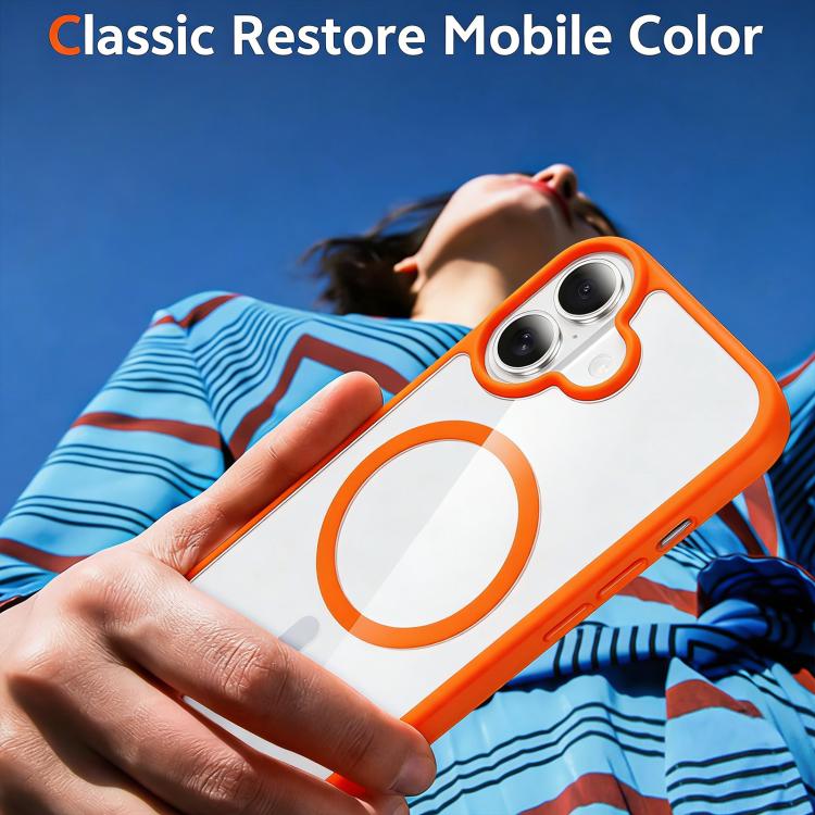 For iPhone 17 XDcase JINDUN Clear Cover Independent Metal Button Magnetic Phone Case(Orange)