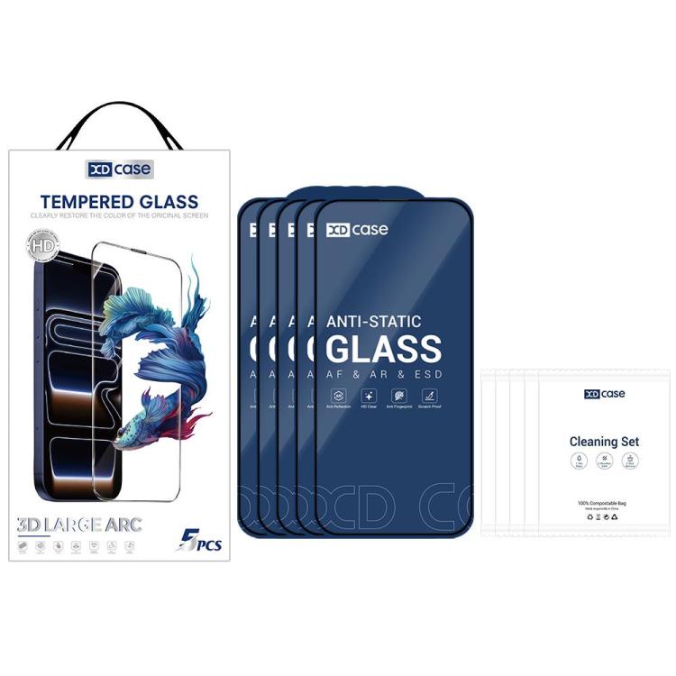 For iPhone 17e / 16e XDcase 5pcs / Pack Silk Screen Printed HD Tempered Glass Film